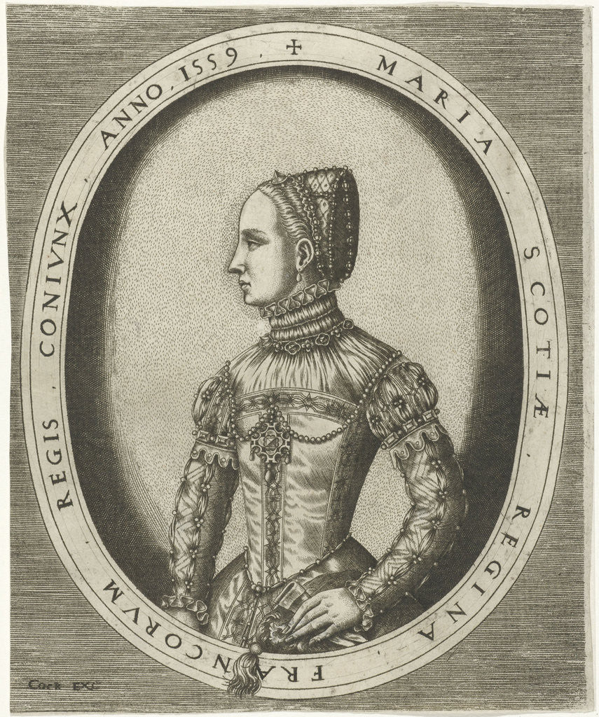 Detail of Portrait of Queen Mary I Stuart of Scotland, Frans Huys by Hieronymus Cock