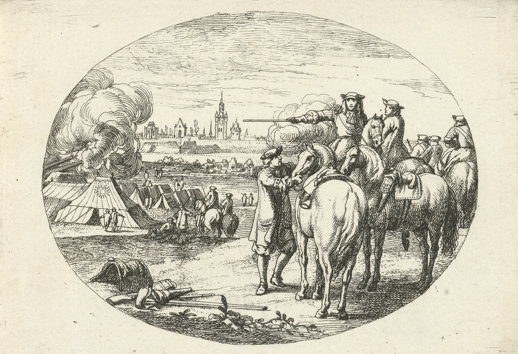 Detail of Siege of a city, Jan van Huchtenburg by Adam Frans van der Meulen