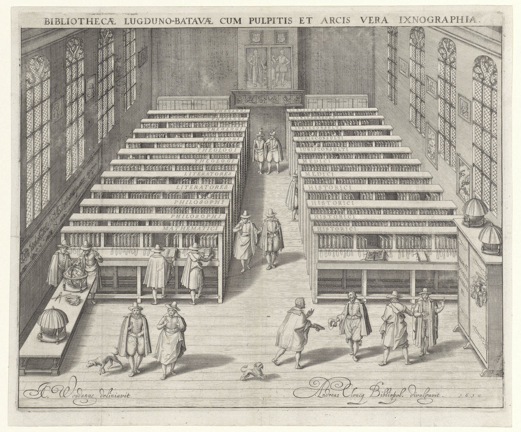 Detail of Library of the University of Leiden The Netherlands, Willem Isaacsz. van Swanenburg by Andries Clouck