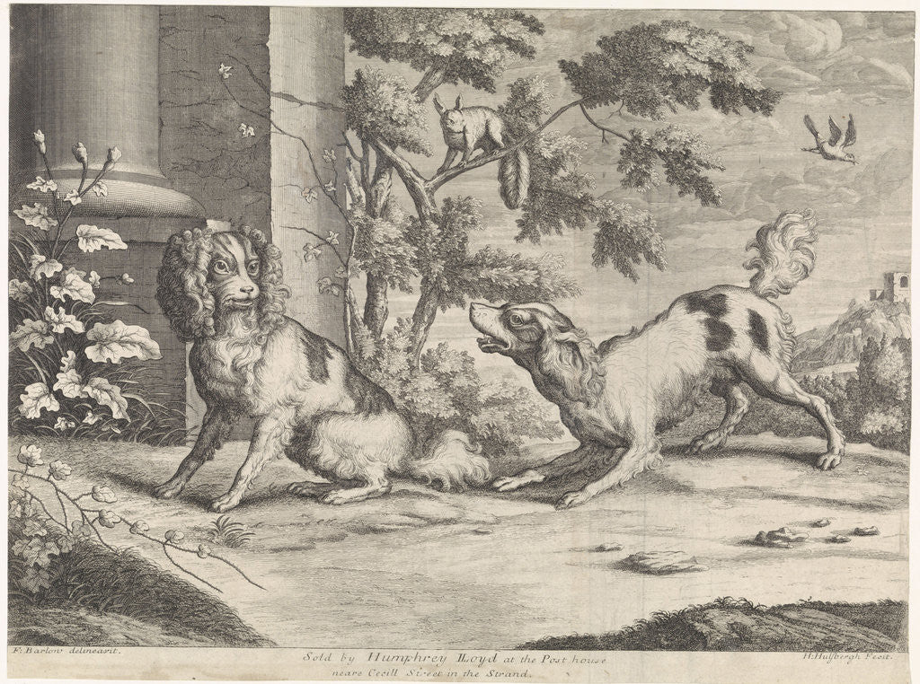 Detail of Sitting and barking dog near a squirrel, Hendrick Hulsbergh by Humphrey Lloyd