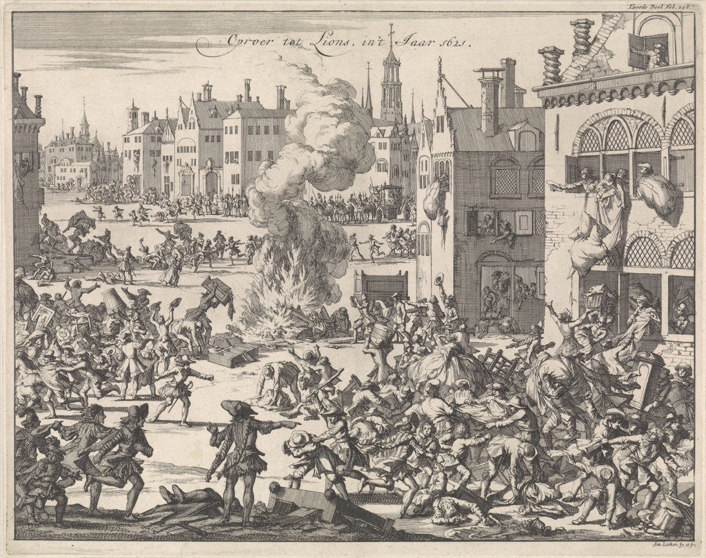 Detail of Riots in Lyon France, 1621 by Jan Luyken