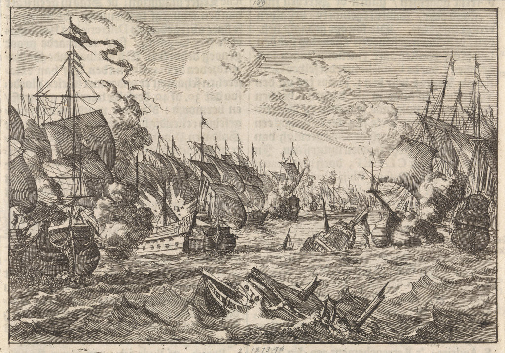 Detail of Battle of Solebay, 1672 by Pieter van der Aa I