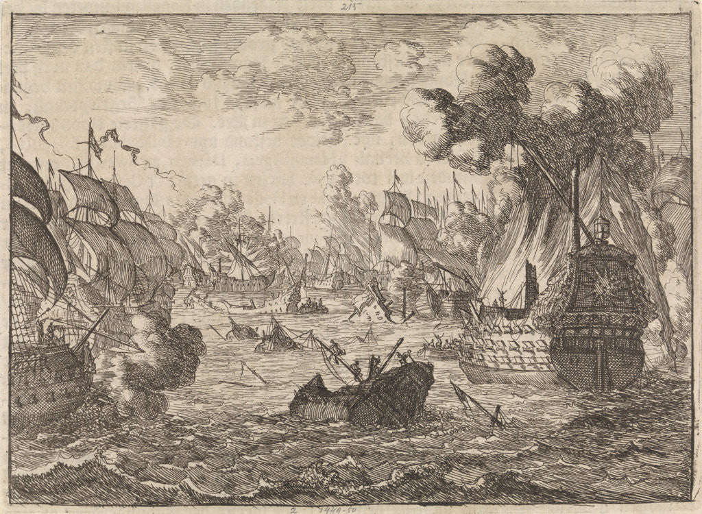 Detail of Battle of Cape La Hogue, 1692 by Pieter van der Aa I
