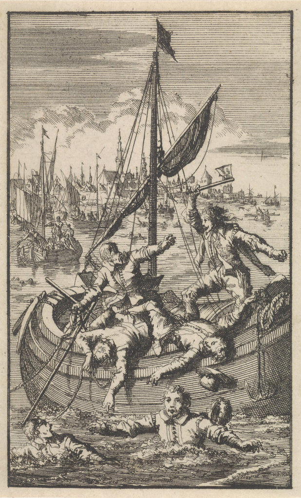 Detail of Pietro Ciacconne wins a boat from the people of Leiden, 1574 by Jan Luyken