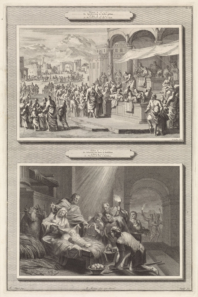 Detail of Census at Bethlehem and the adoration of the shepherds by Pieter Mortier