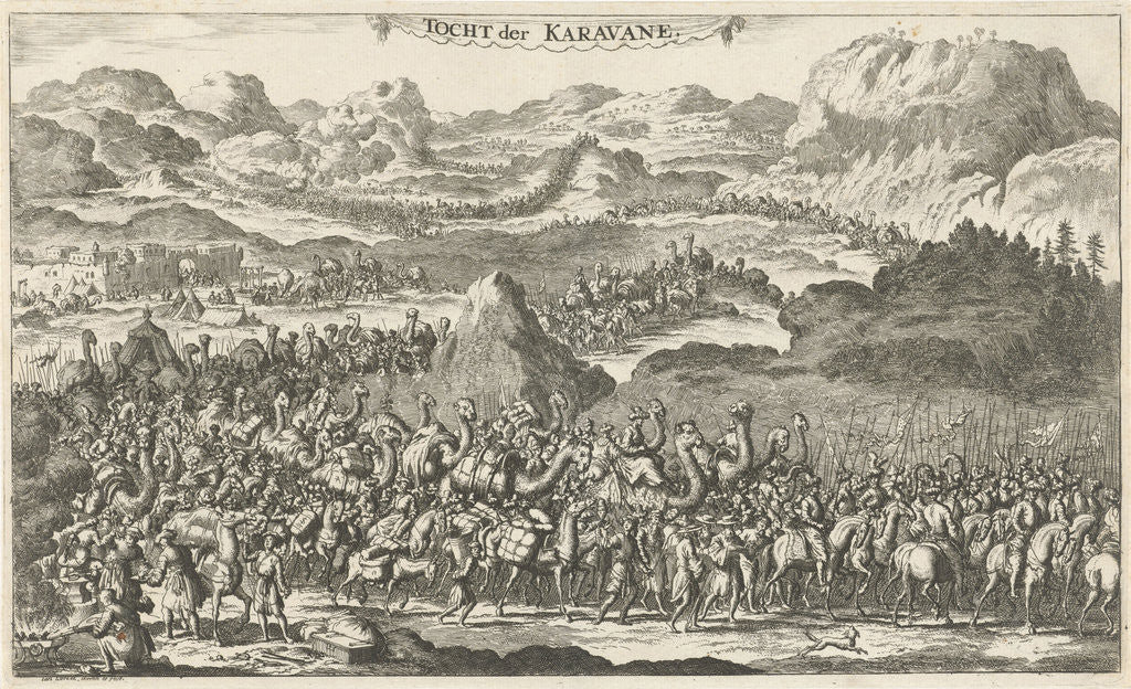Detail of Great caravan of laden camels and armed figures on horseback by Jan Luyken