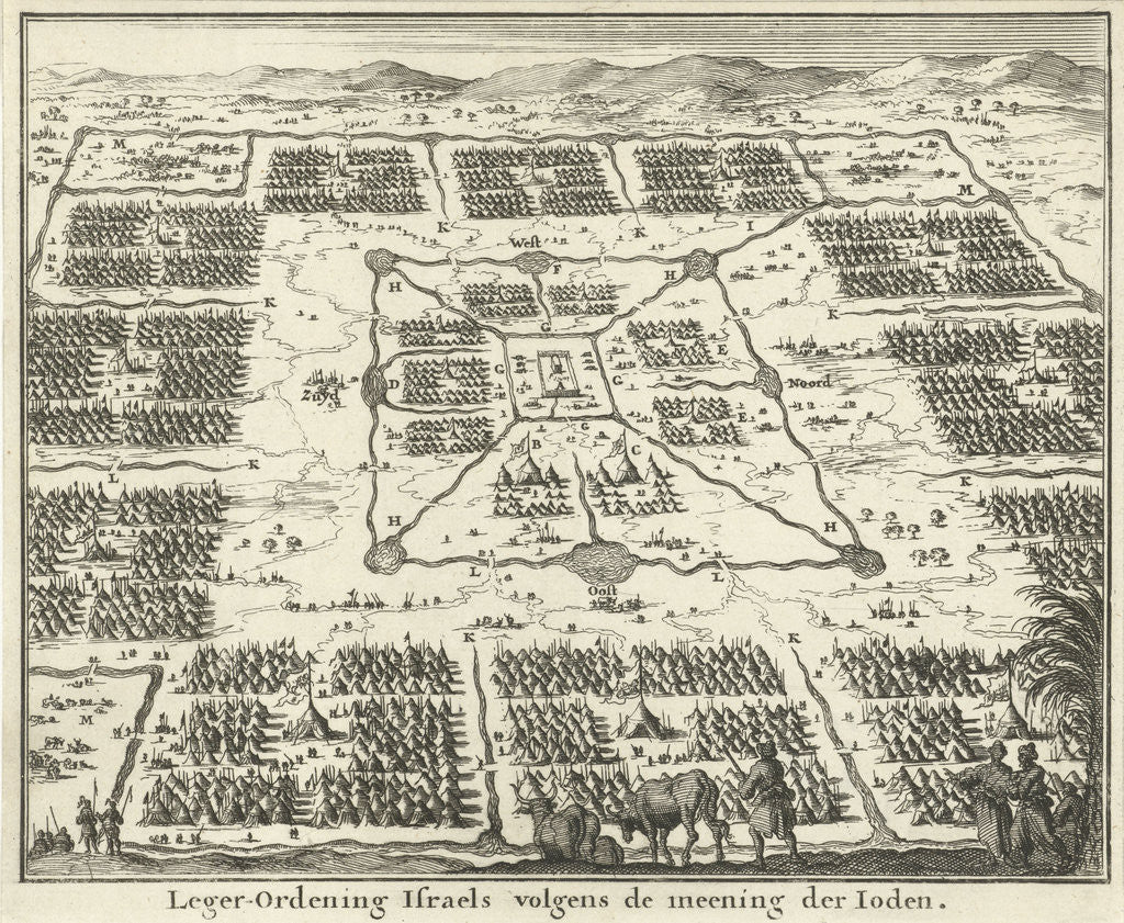 Detail of Tabernacle surrounded by camps of the twelve tribes of Israel by Willem Goeree