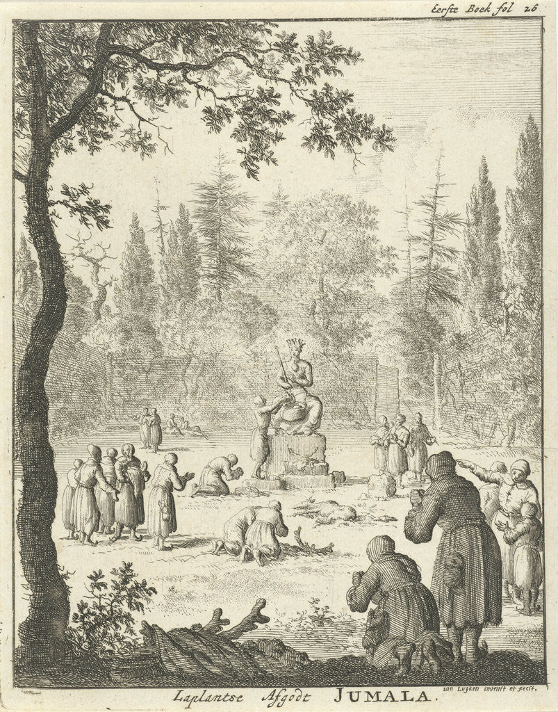 Detail of Laplanders worship the god Jumala by Jan Luyken