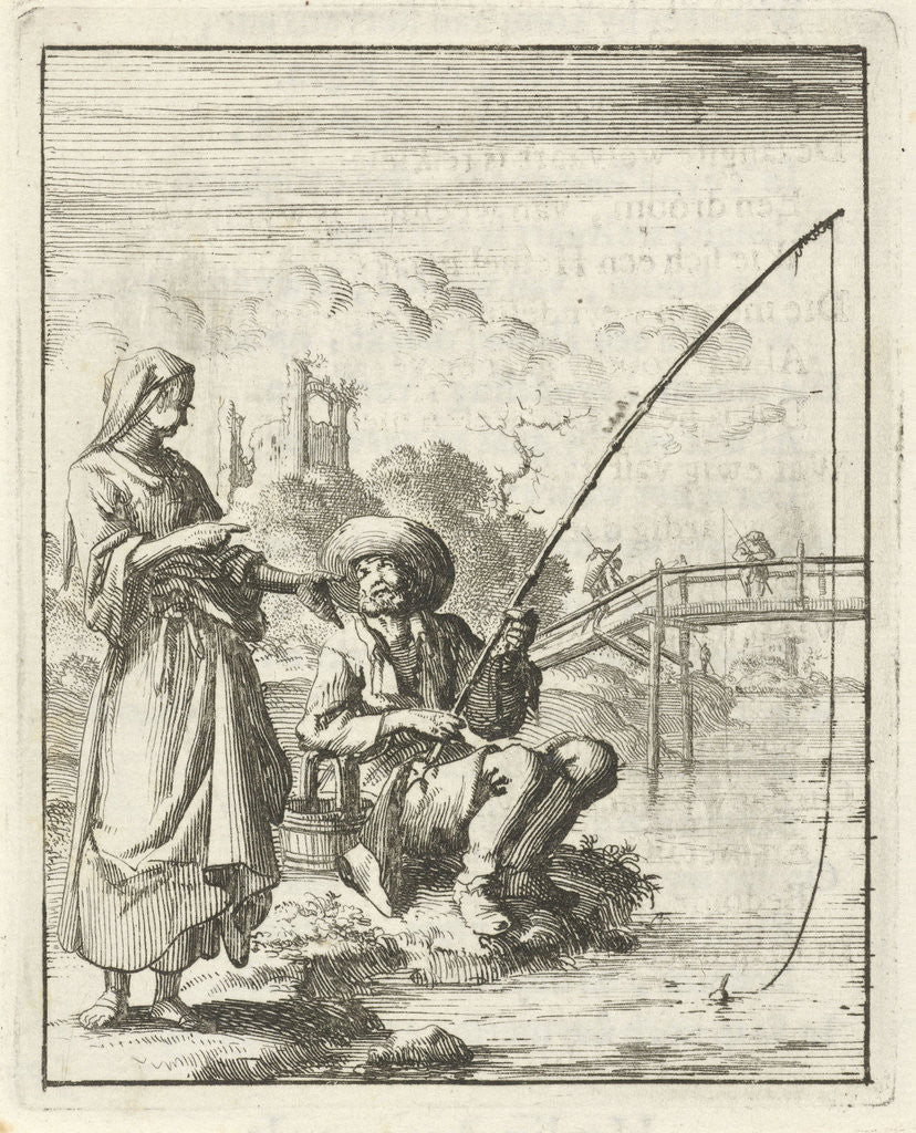 Detail of Woman in conversation with an angler by Pieter Arentsz II