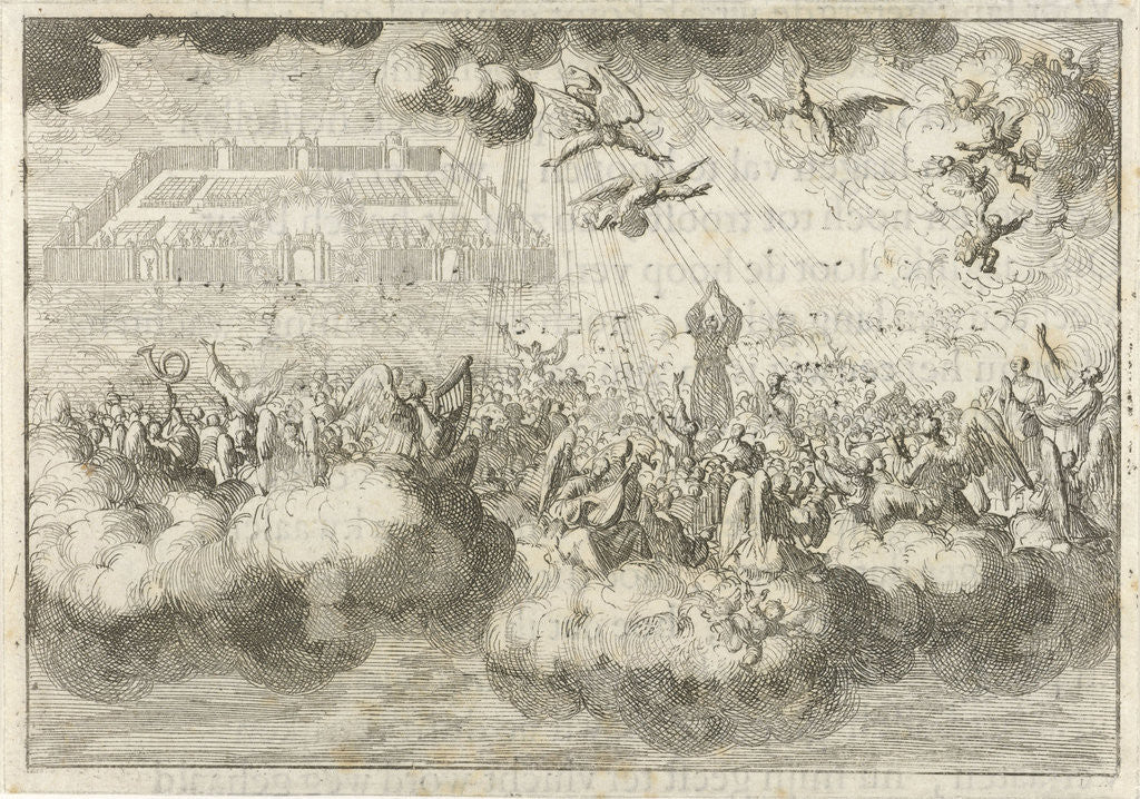 Detail of The heavenly Jerusalem with angels and redeemed by David Ruarus