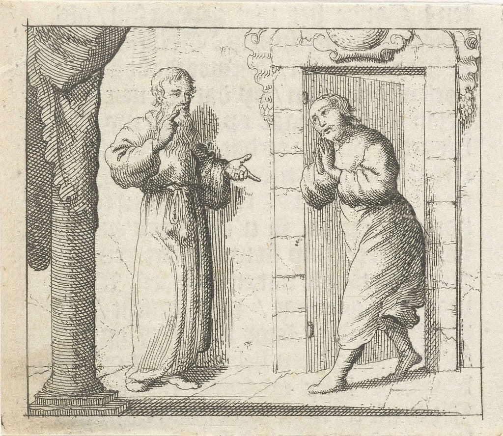 Detail of Man receives visitors at the door by Pieter Arentsz II