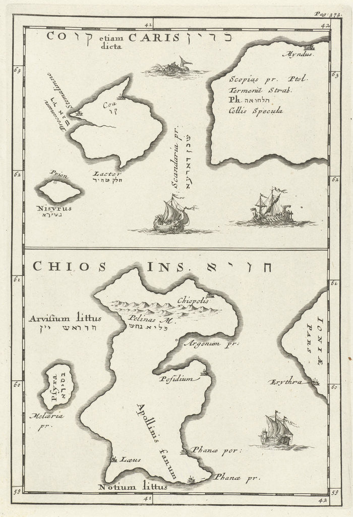 Detail of Maps of Kos and Chios Greece by Jordaan Luchtmans