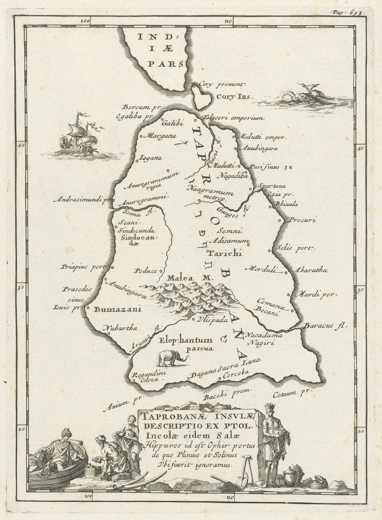Detail of Map of Ceylon by Jordaan Luchtmans