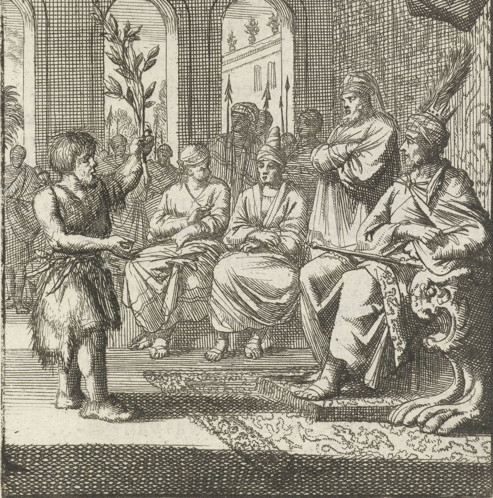 Detail of Farmer speaks with an olive branch in hand to the prince and his advisers by Aart Wolsgrein