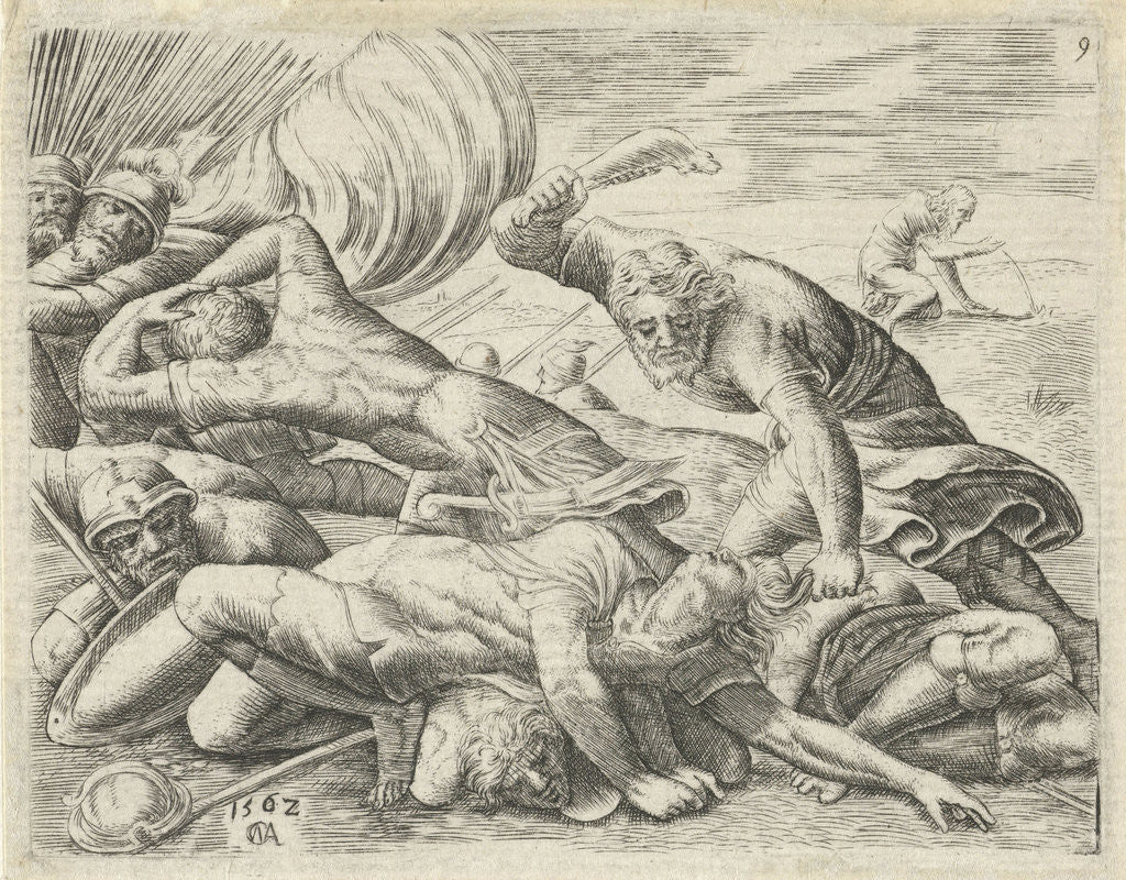 Detail of Samson defeats the Philistines with a donkey jaw by Cornelis Massijs