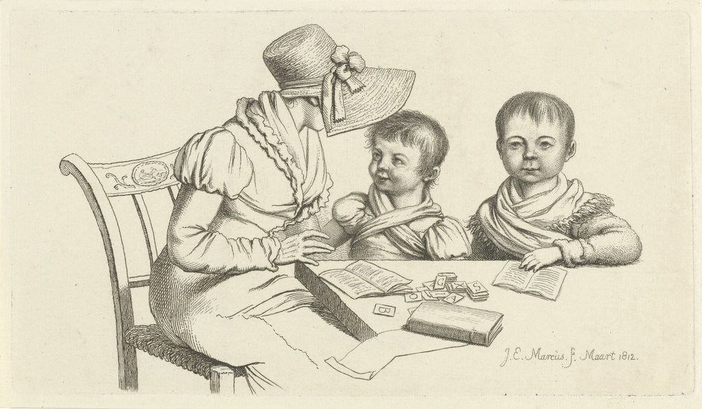 Detail of Woman and two children by Jacob Ernst Marcus