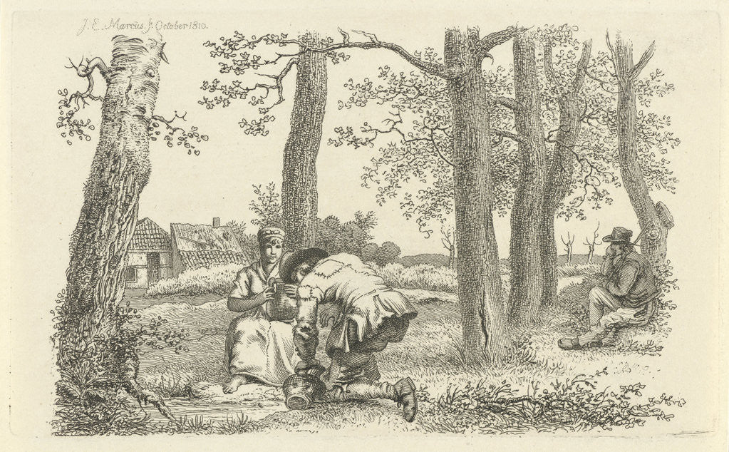 Detail of Figures among trees by Jacob Ernst Marcus