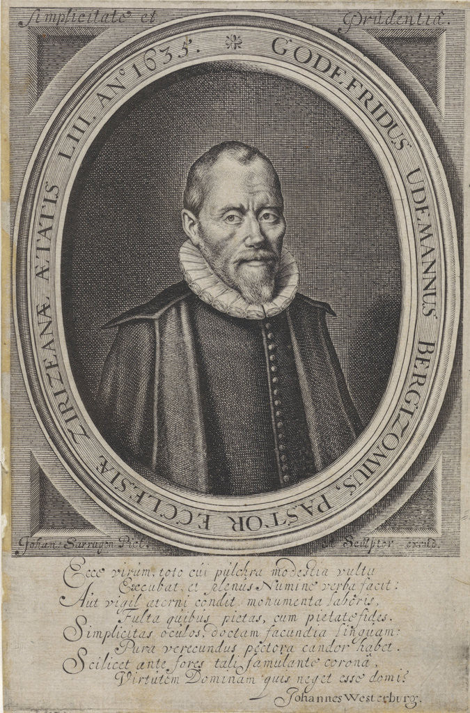 Detail of Portrait of Godefridus Udemans by Joannes Sarragon