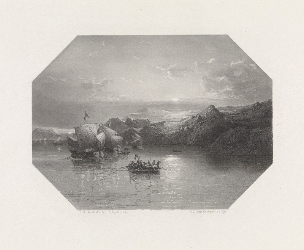 Detail of Frisian ships on exploration by Christiaan Lodewijk van Kesteren