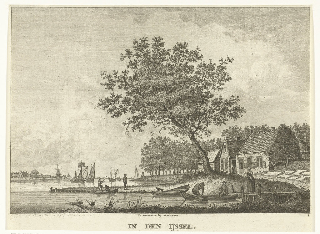 Detail of River view from the shore of the IJssel The Netherlands by Carel Frederik Bendorp I