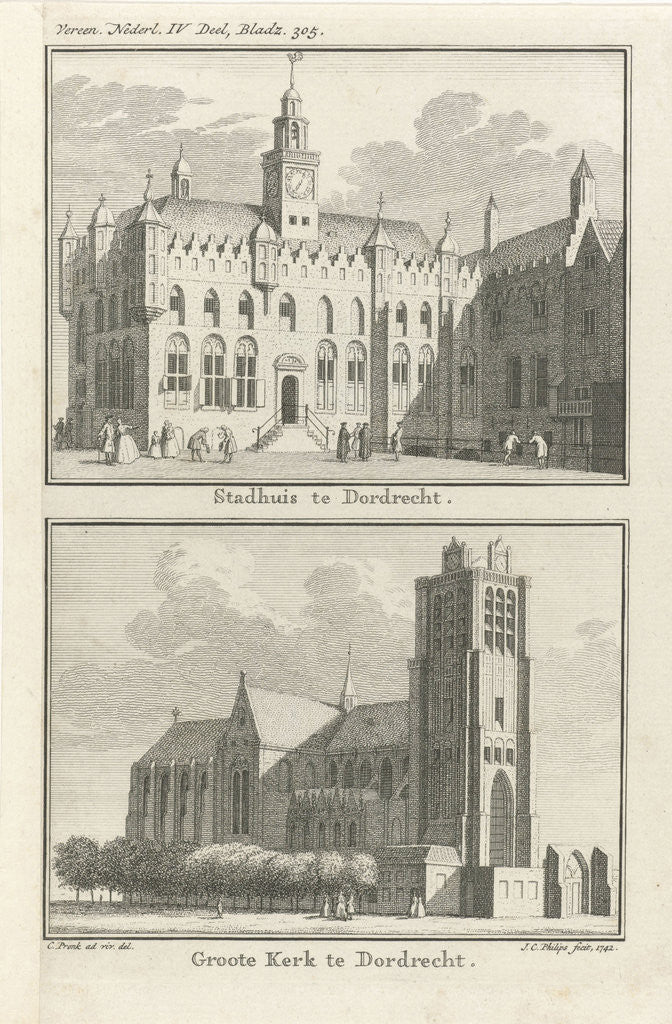 Detail of View of the city hall of Dordrecht by Jan Caspar Philips