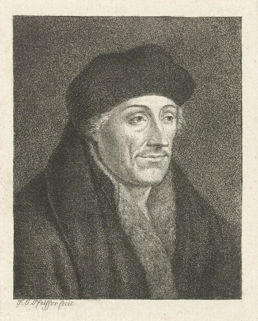 Detail of Portrait of Desiderius Erasmus by François Joseph Pfeiffer I