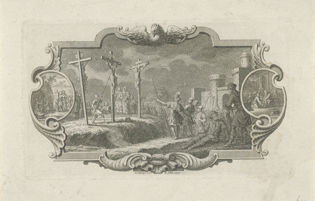 Detail of Cartouche with the crucifixion of Christ by Jan Caspar Philips