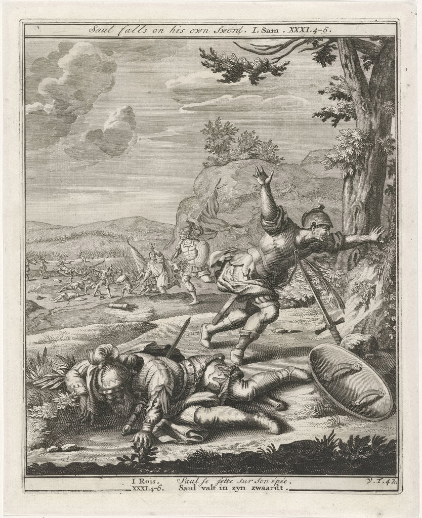 Detail of King Saul plunges in his sword by Jan Lamsvelt