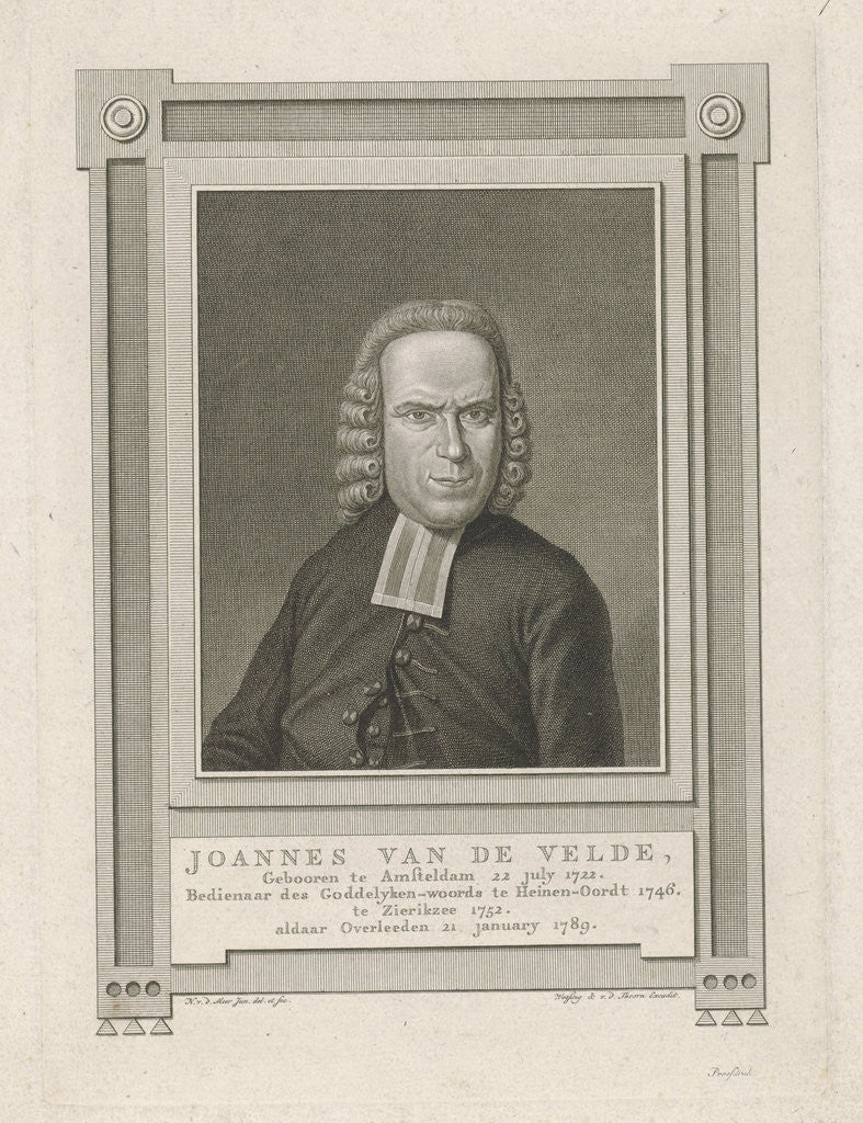 Detail of Portrait of Joannes van de Velde by Noach van der Meer II