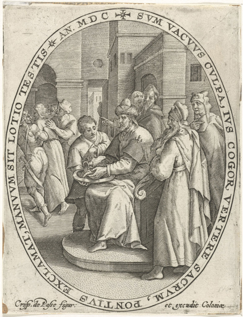 Detail of Pilate washes his hands in innocence by Crispijn van de Passe I