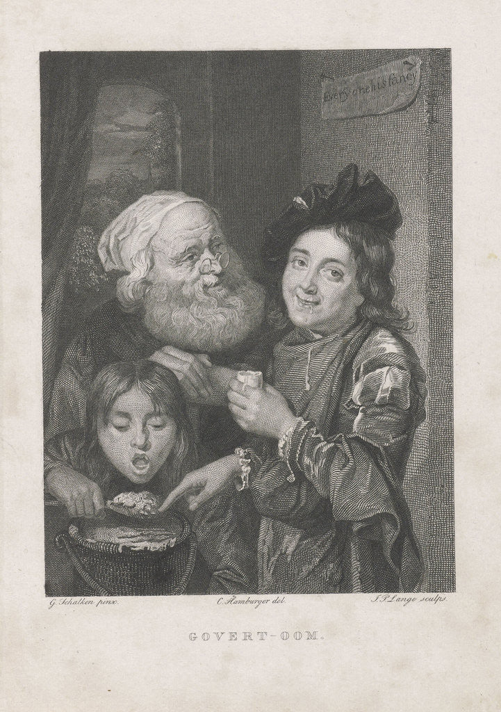 Detail of Two boys eating and an old man by Johannes Philippus Lange