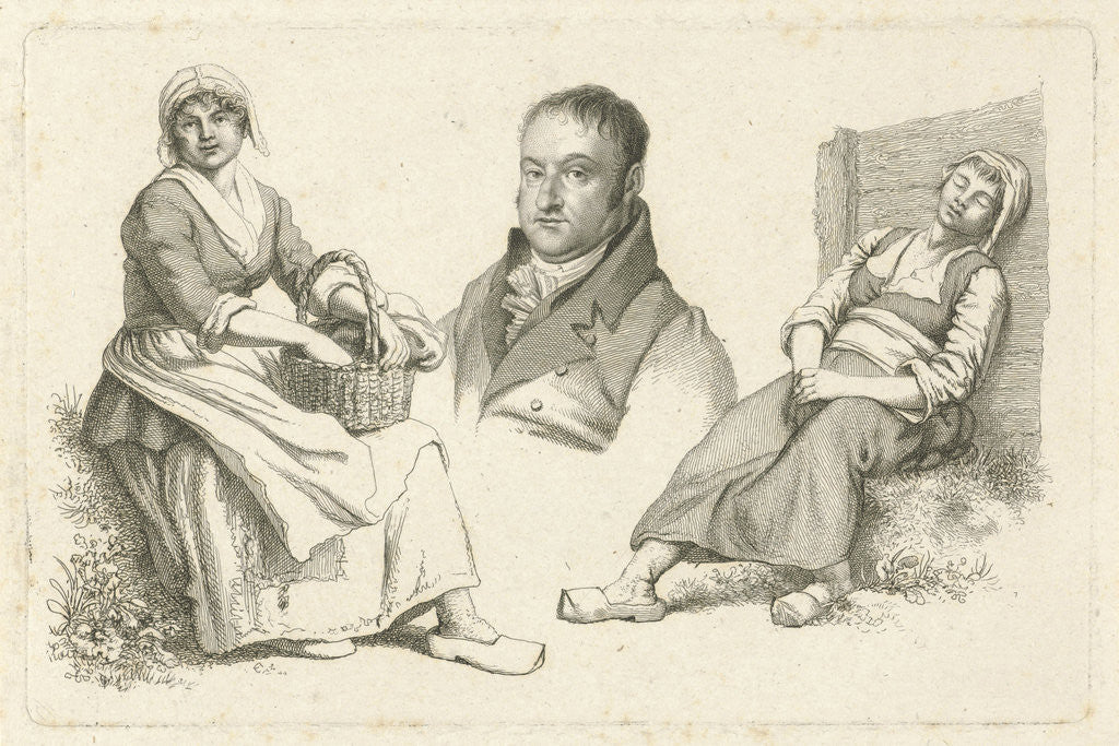 Detail of Portrait of Daniel Vrijdag between two farmers by Hendrik Willem Caspari