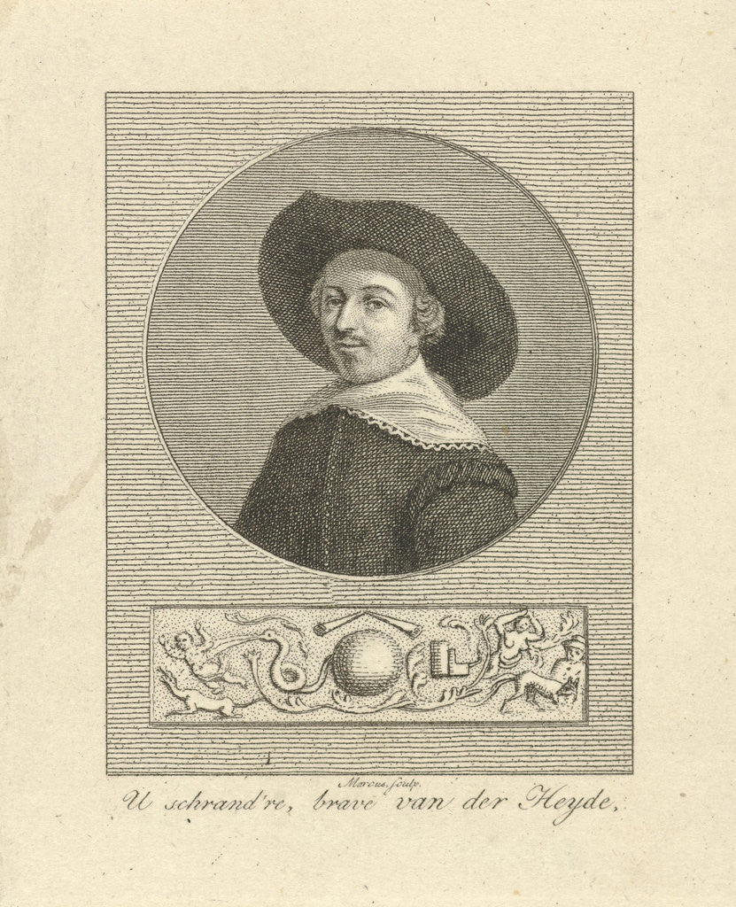 Detail of Portrait of Jan van der Heyden by Jacob Houbraken