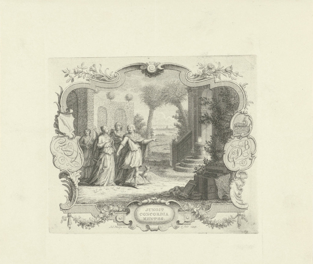 Detail of Vignette on the marriage of William de Neve Abrahamsz. and Geertruide de Bruin by Jan Caspar Philips