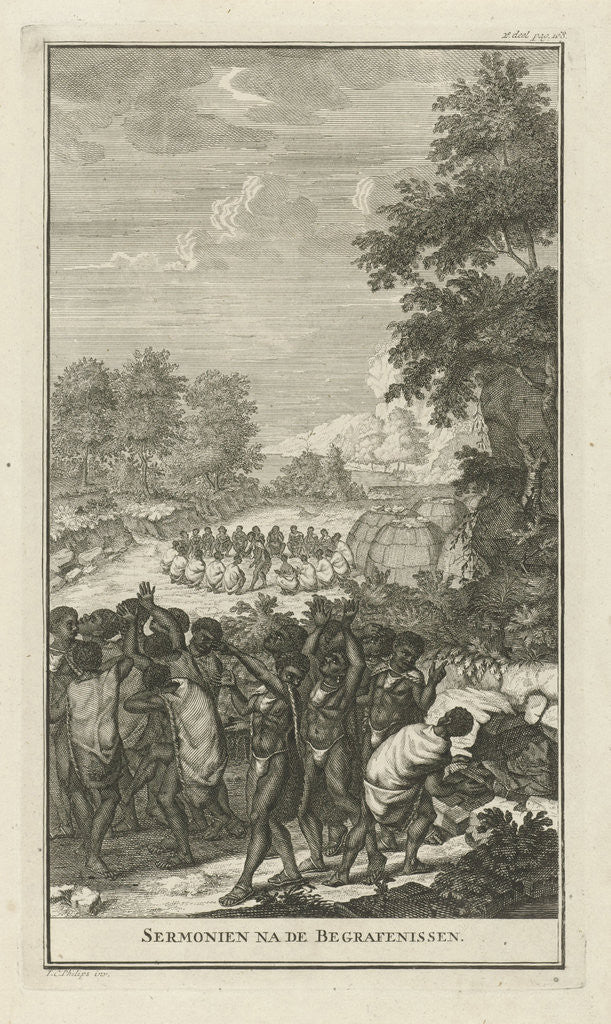 Detail of Ceremony after the funeral of a Hottentot by Jan Caspar Philips