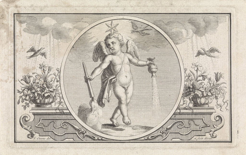 Detail of Emblem with putto with star by Frederik Ottens
