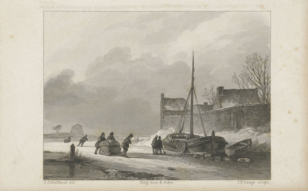 Detail of Winter scene by Koenraad Fuhri