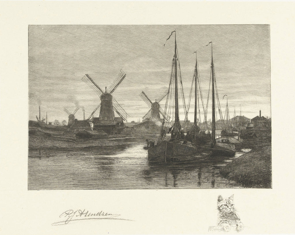 Detail of View of the Kattensloot Amsterdam by Petrus Johannes Arendzen