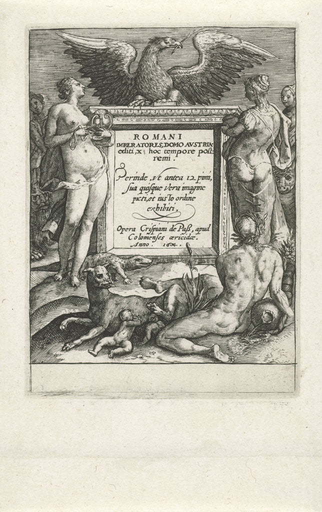 Detail of Title Post for a series of German emperors on horseback by Crispijn van de Passe I