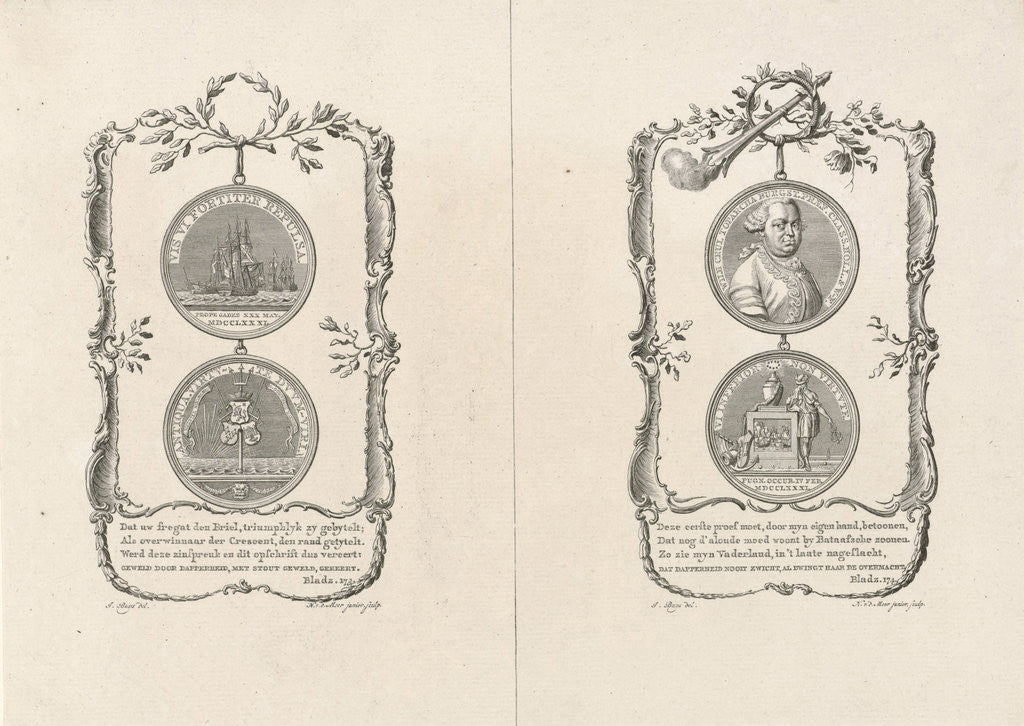 Detail of Commemorative medals for the Battle of Cadiz and for Willem Crul by Noach van der Meer II