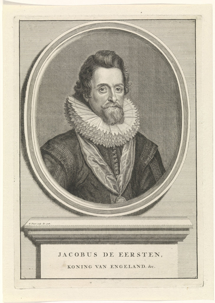 Detail of Portrait of James I by Bernard Picart