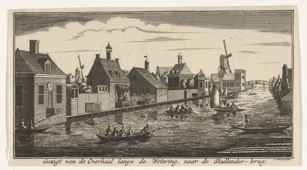 Detail of View of the watercourse towards the Stadlanderbrug Amsterdam by Gerardus Condet