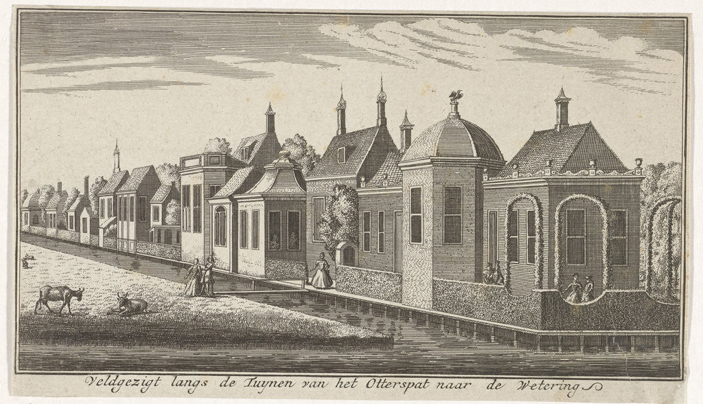 Detail of View of the gardens at the Otterspad near a watercourse by Gerardus Condet