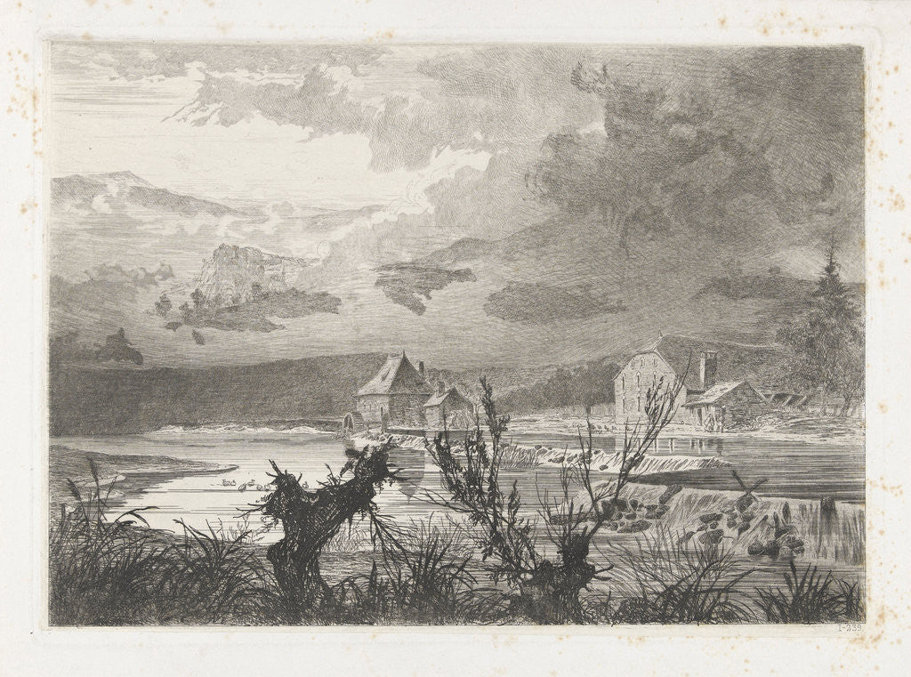 Detail of Mill and farm on the river Semoy by Martinus Antonius Kuytenbrouwer Jr