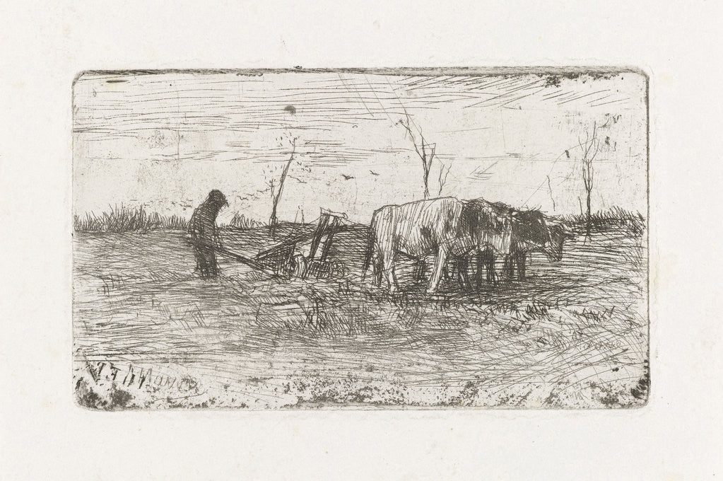 Detail of Plowing oxen by Anton Mauve
