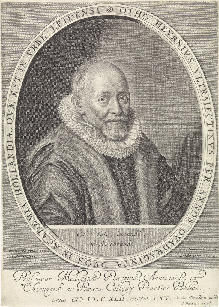 Detail of Portrait of Otto Heurnius by Jacobus Lauwikius