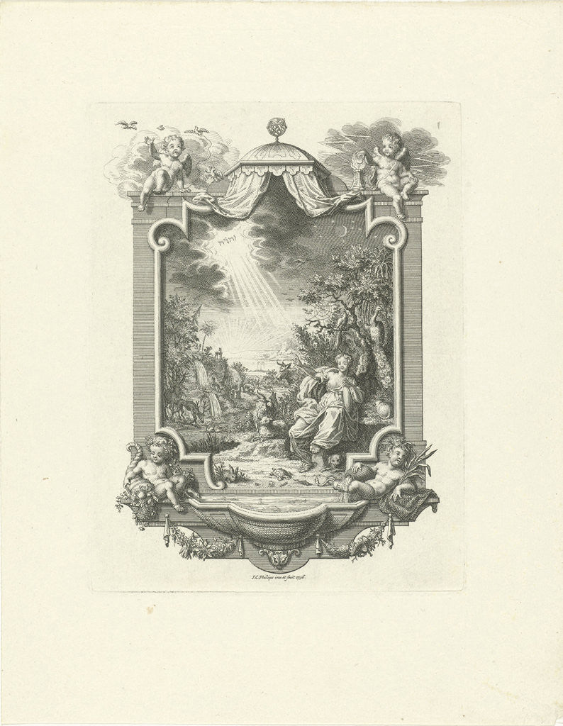 Detail of Cartouche with allegory of creation by Jan Caspar Philips