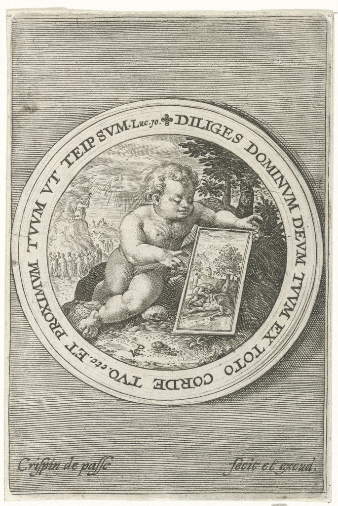 Detail of Putto with tablet by Crispijn van de Passe I