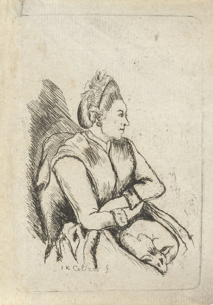 Detail of Sitting lady with dog on lap by Johan Antoni Kauclitz Colizzi