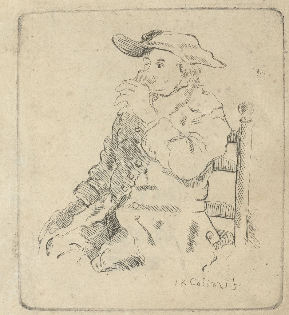 Detail of Man drinking from a glass by Johan Antoni Kauclitz Colizzi